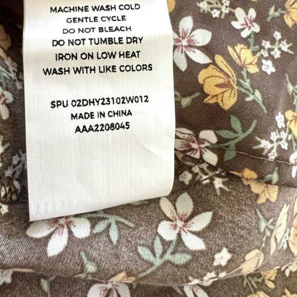 Bloomchic Prairie Dress Sz 22-24 Brown Floral Flutter Long Sleeve Ruffle Hem - Picture 14 of 14